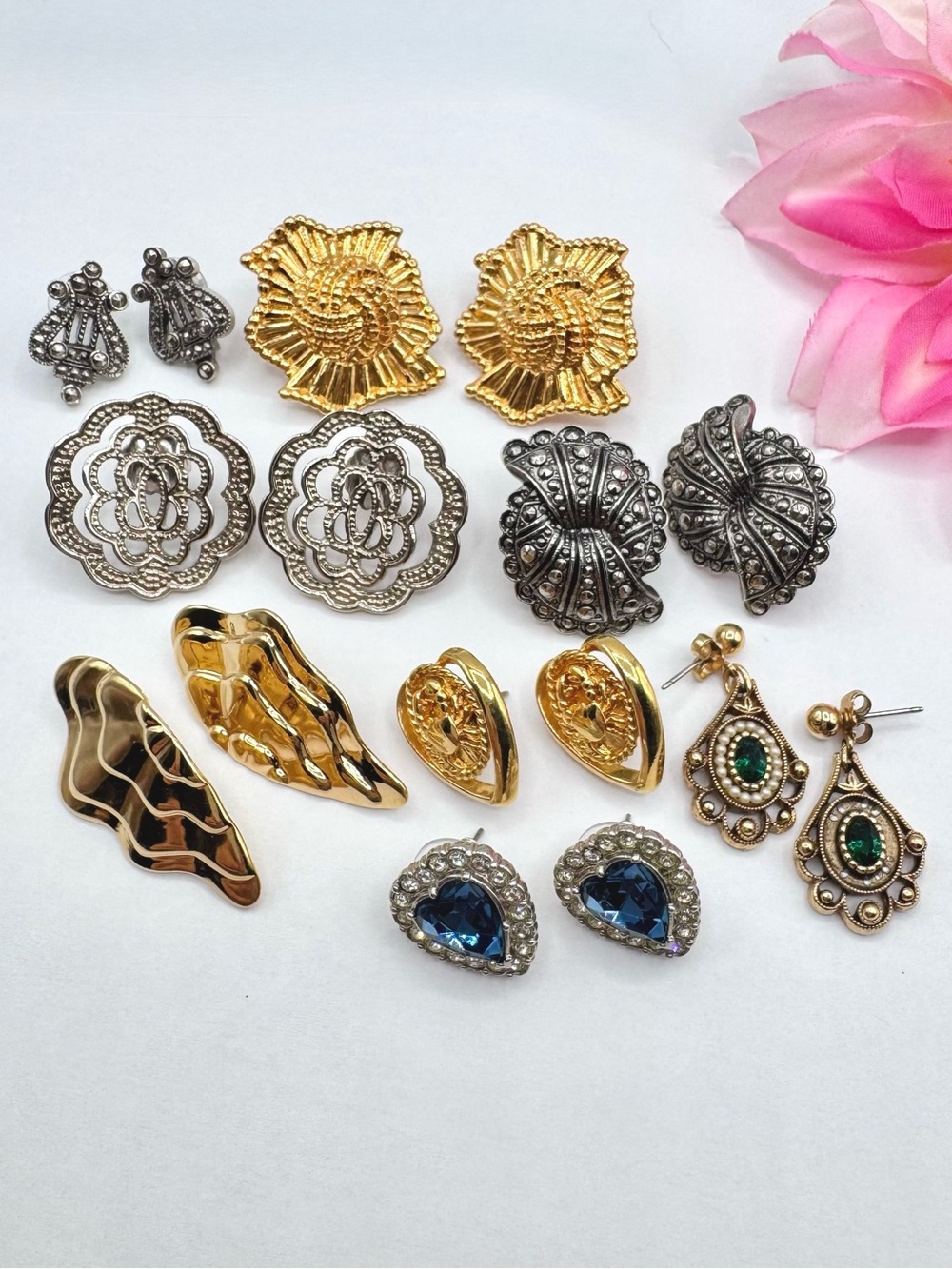 Vintage Avon Earring Lot 80s 90s Opulent Ornate Statement Retro Mixed Styles